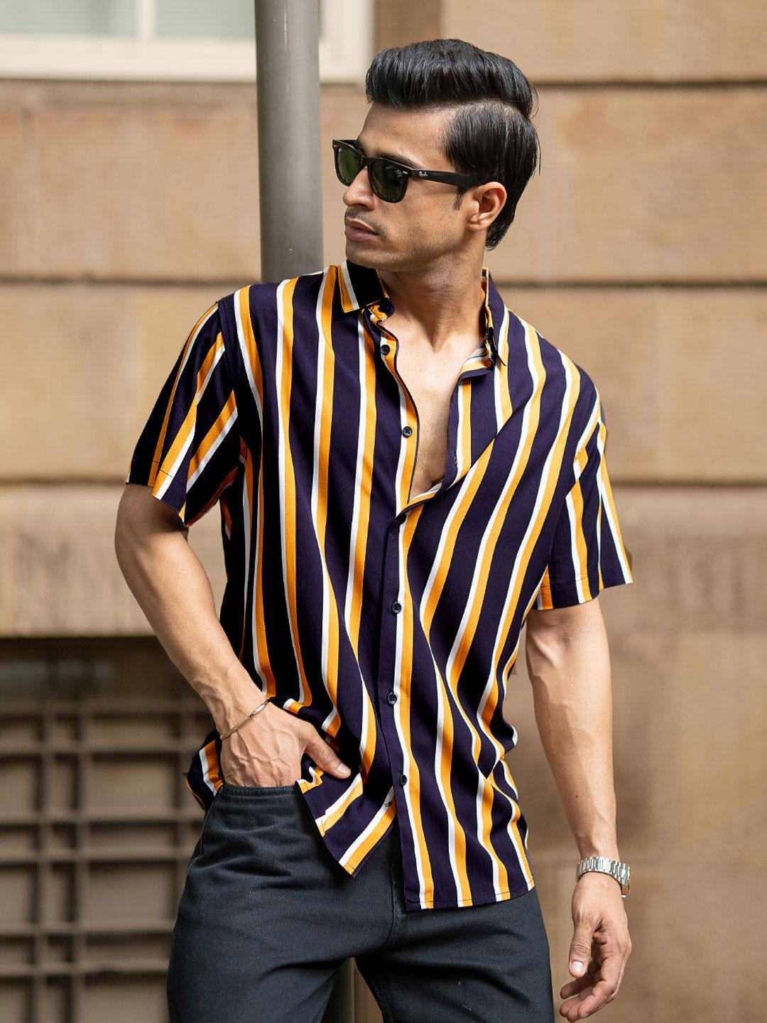 Mayu41【TATRAS】 PANTELLERIA Buy Powerlook Men Vertical Striped Spread Collar Casual Shirt