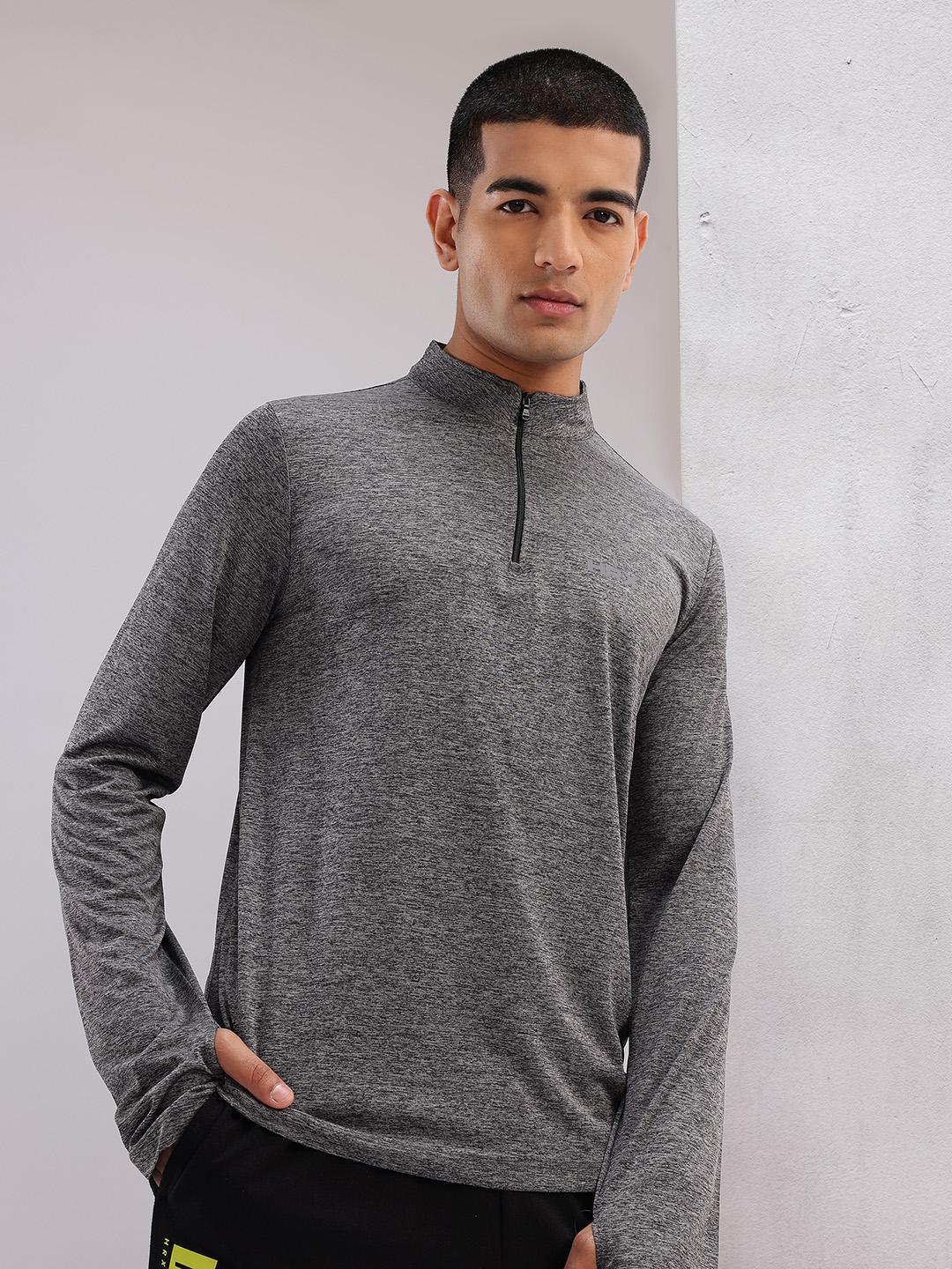 Buy HRX by Hrithik Roshan Mock Collar Thumb Hole Sleeves T-shirt