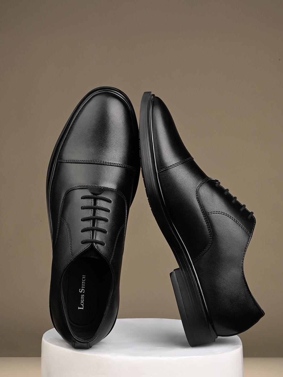 Louis Stitch Men Egyptian Black Leather Lace-Up Formal Derbys - Image 1