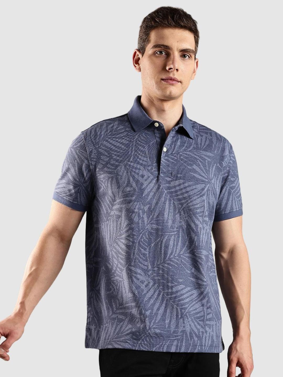 Tommy Hilfiger Men Floral Printed Polo Collar Pure Cotton T-shirt