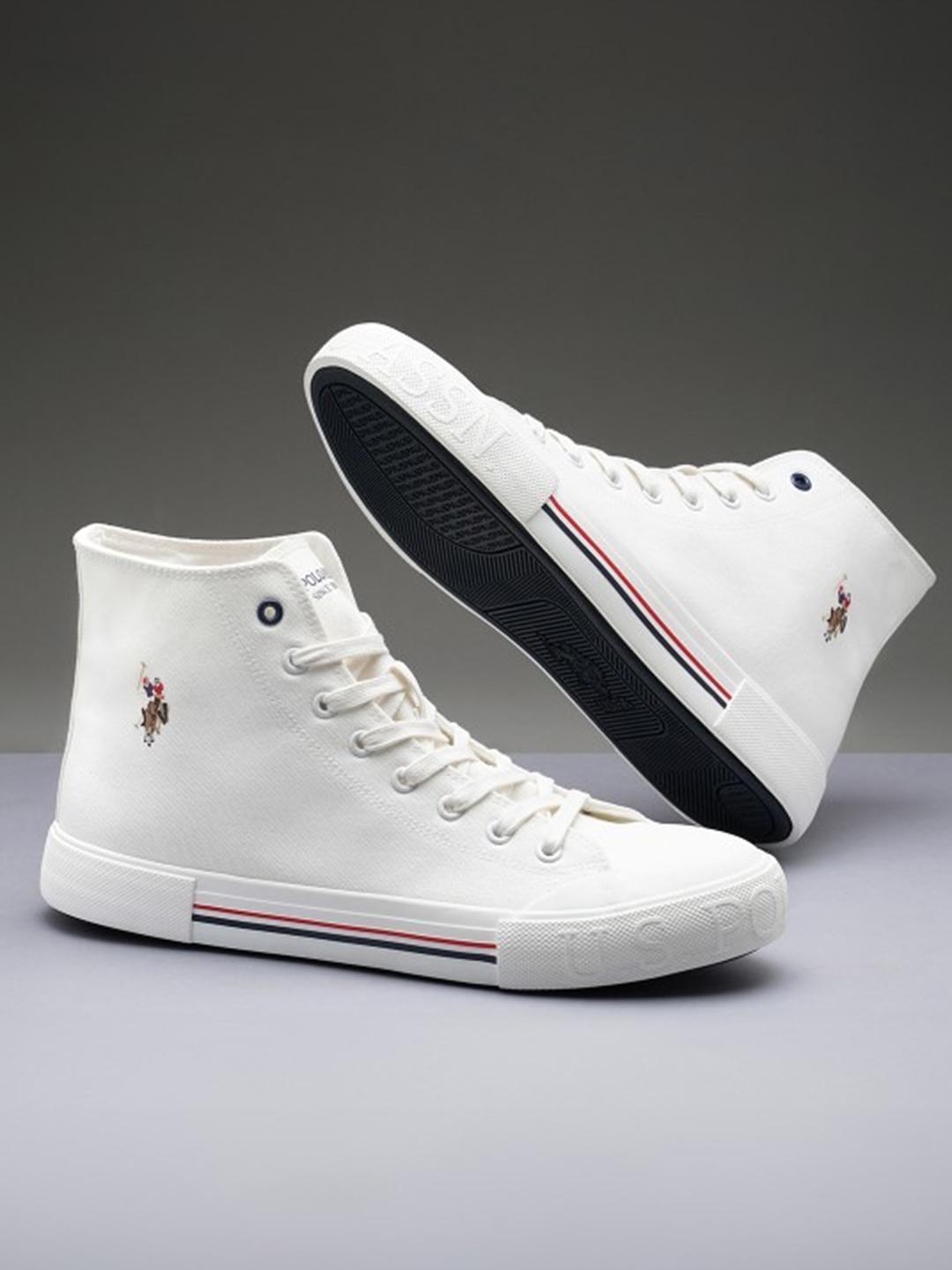 U.S. Polo Assn. Men VLAIR 2.0 Off White Mid-Top Sneakers - Image 1