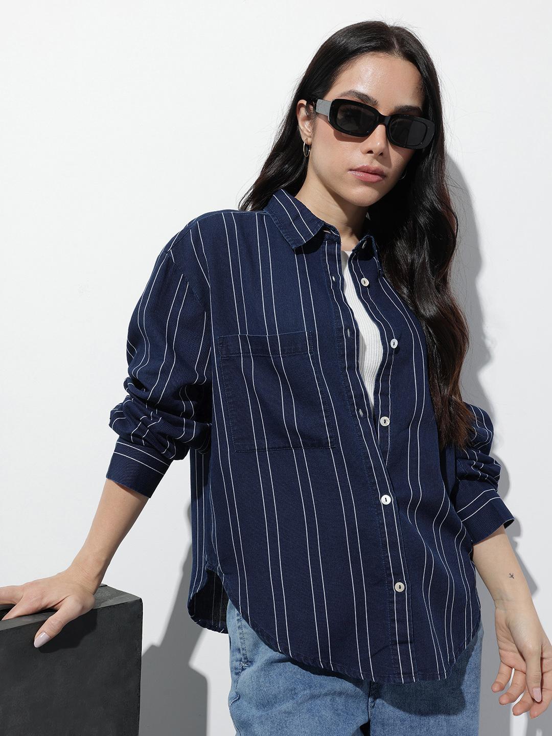 Buy The Roadster Lifestyle Co. Women Striped Oversized Pure Cotton