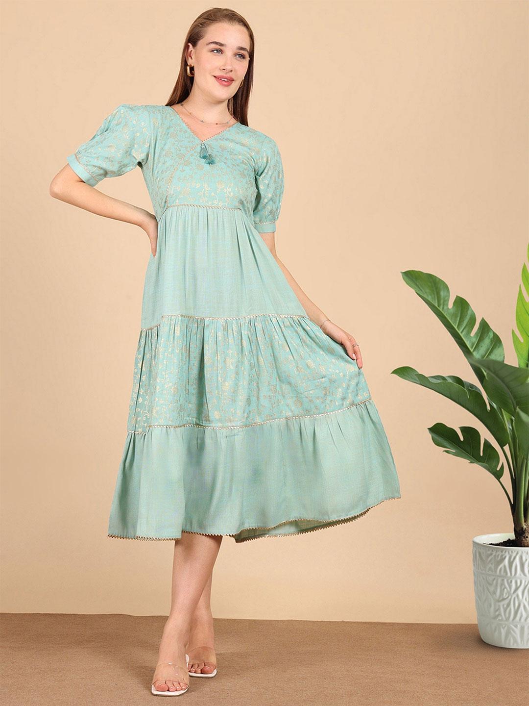 Buy True Shape Women Floral Print Jacquard Fit & Flare Dress - Dresses for  Women 35206042 | Myntra