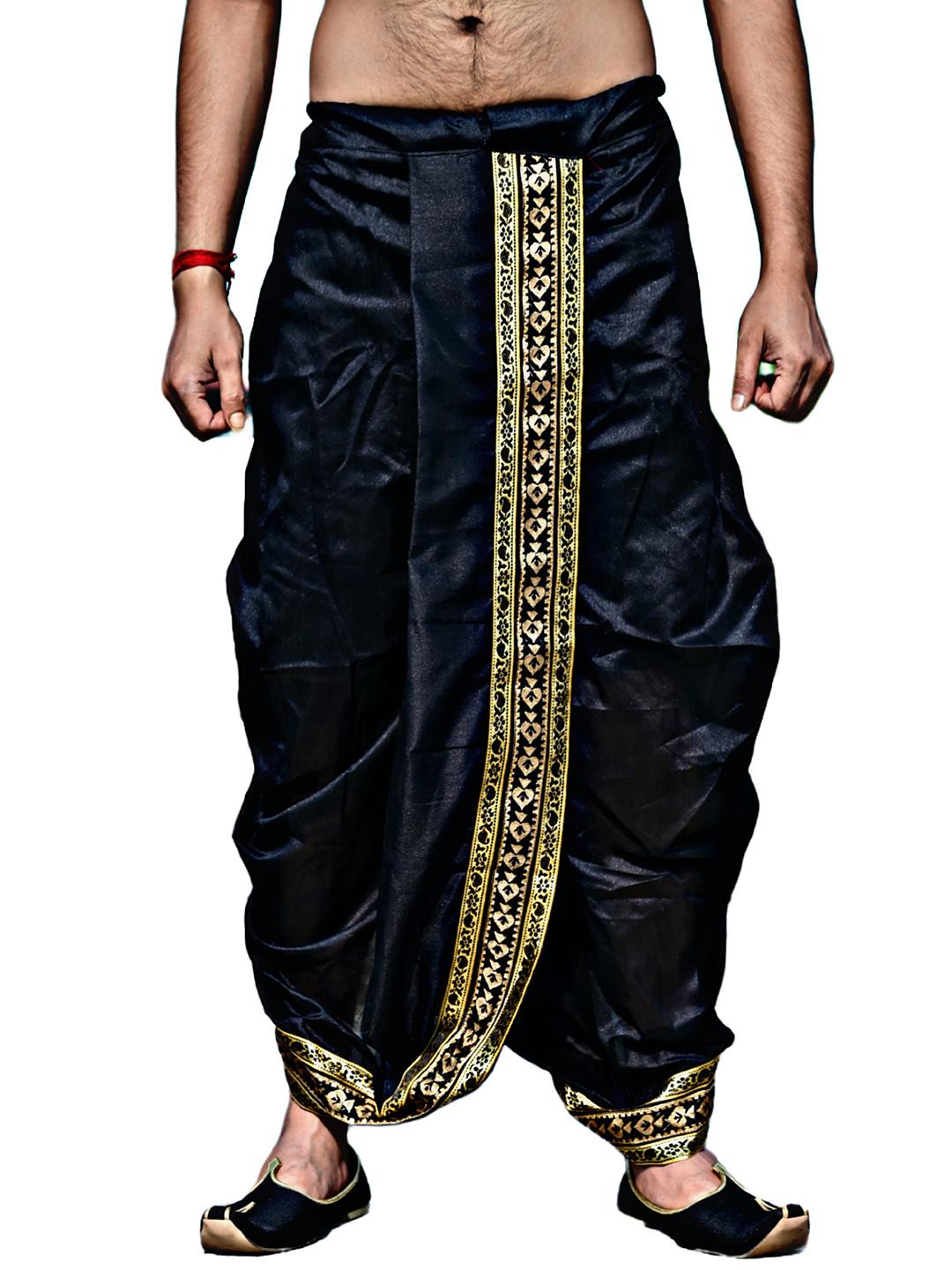 AMIT ONLINE Men Solid Dupion Silk Bengali Style Dhoti Pant