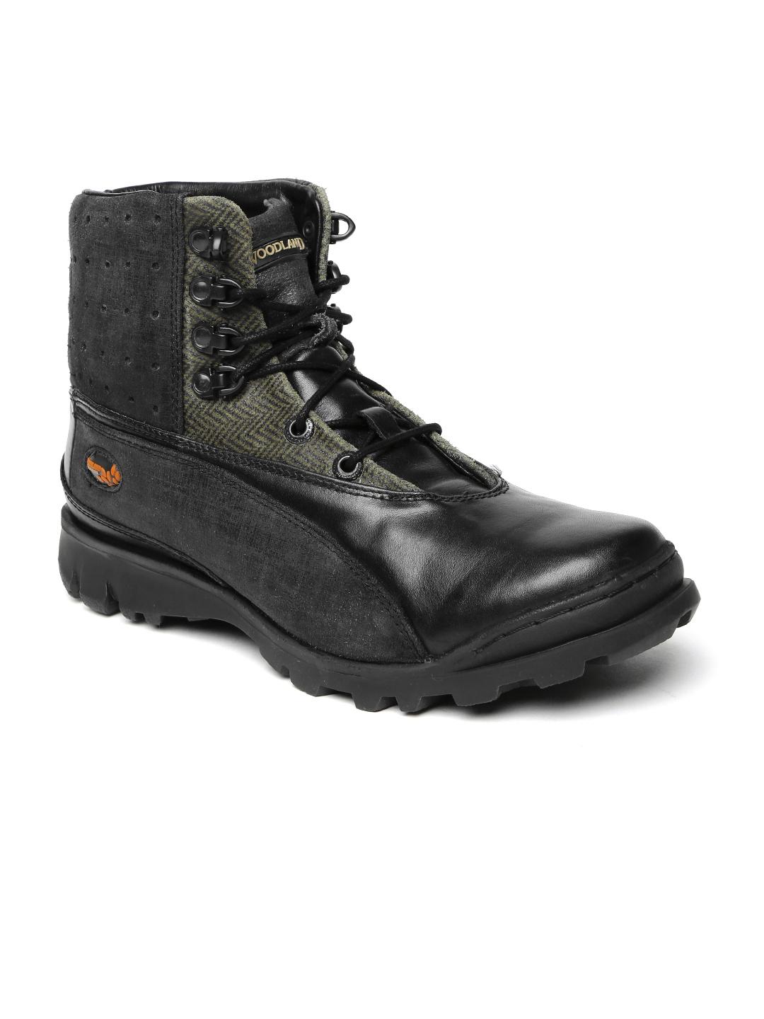 Buy Woodland Men Black Leather Boots Boots for Men 355621 Myntra