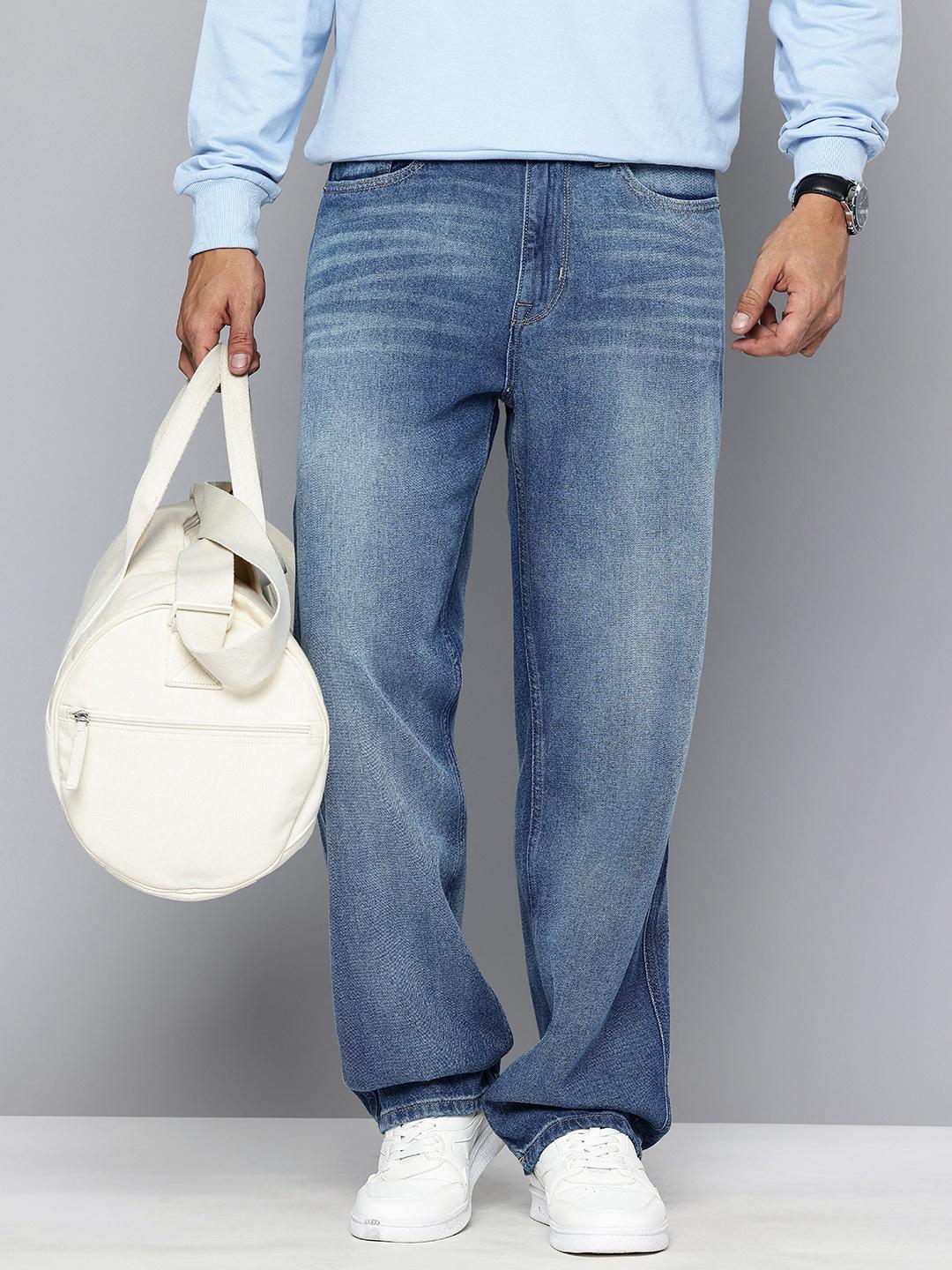 Flying Machine Men F55 Cobain Loose Straight Fit Heavy Fade Pure Cotton  Jeans