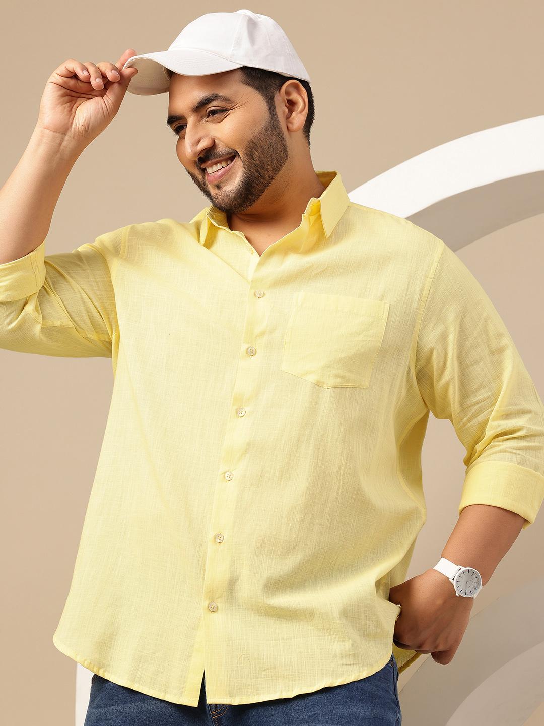 Sztori Plus Size Comfort Solid Pure Cotton Casual Shirt