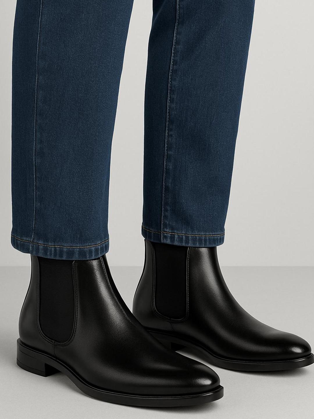 ASTEROID Men Block-Heeled Chelsea Boots