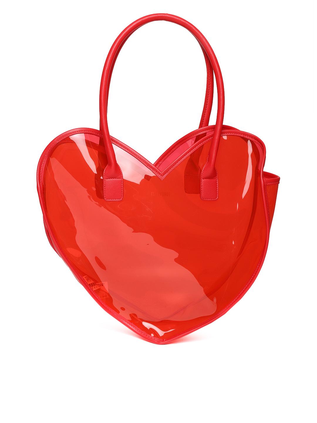 Buy FOREVER 21 Red Solid Heart-Shaped Transparent Shoulder Bag