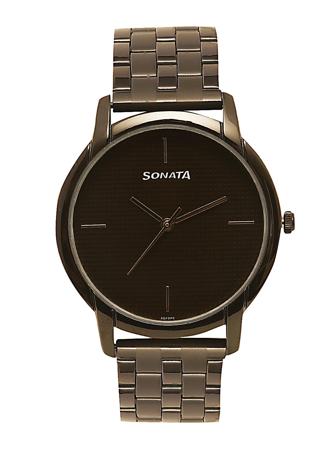 Sonata Men Brown Analogue Watch NK77031NM02