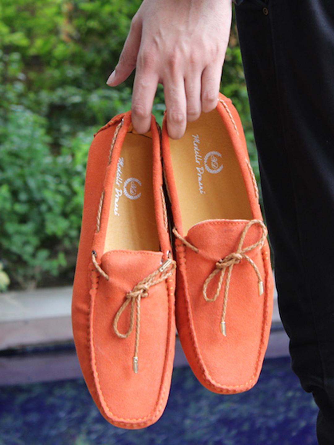 Buy MODELLO DOMANI Men Orange Suede Loafers Casual Shoes for Men