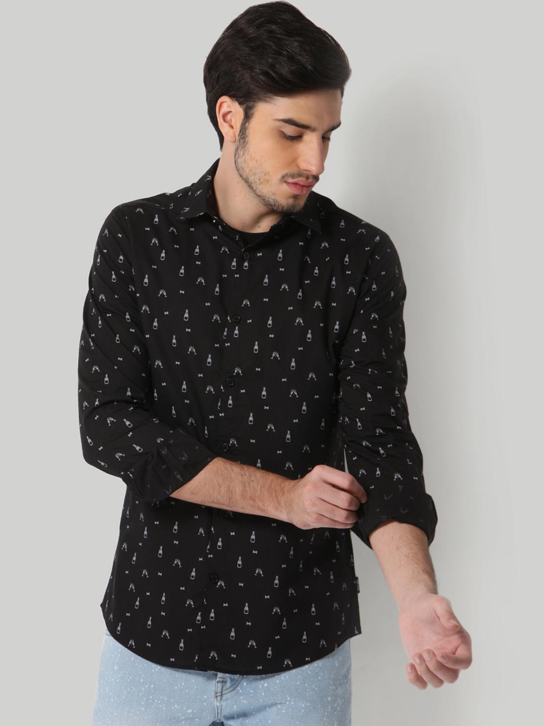 ONLY SONS Men Black Slim Fit Printed Casual Shirt