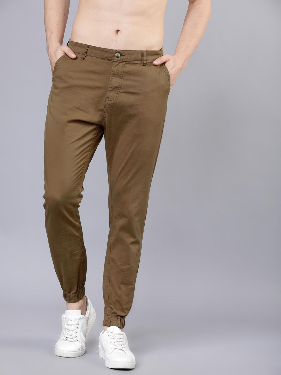 Buy HIGHLANDER Men Khaki Slim Fit Joggers Trousers for Men