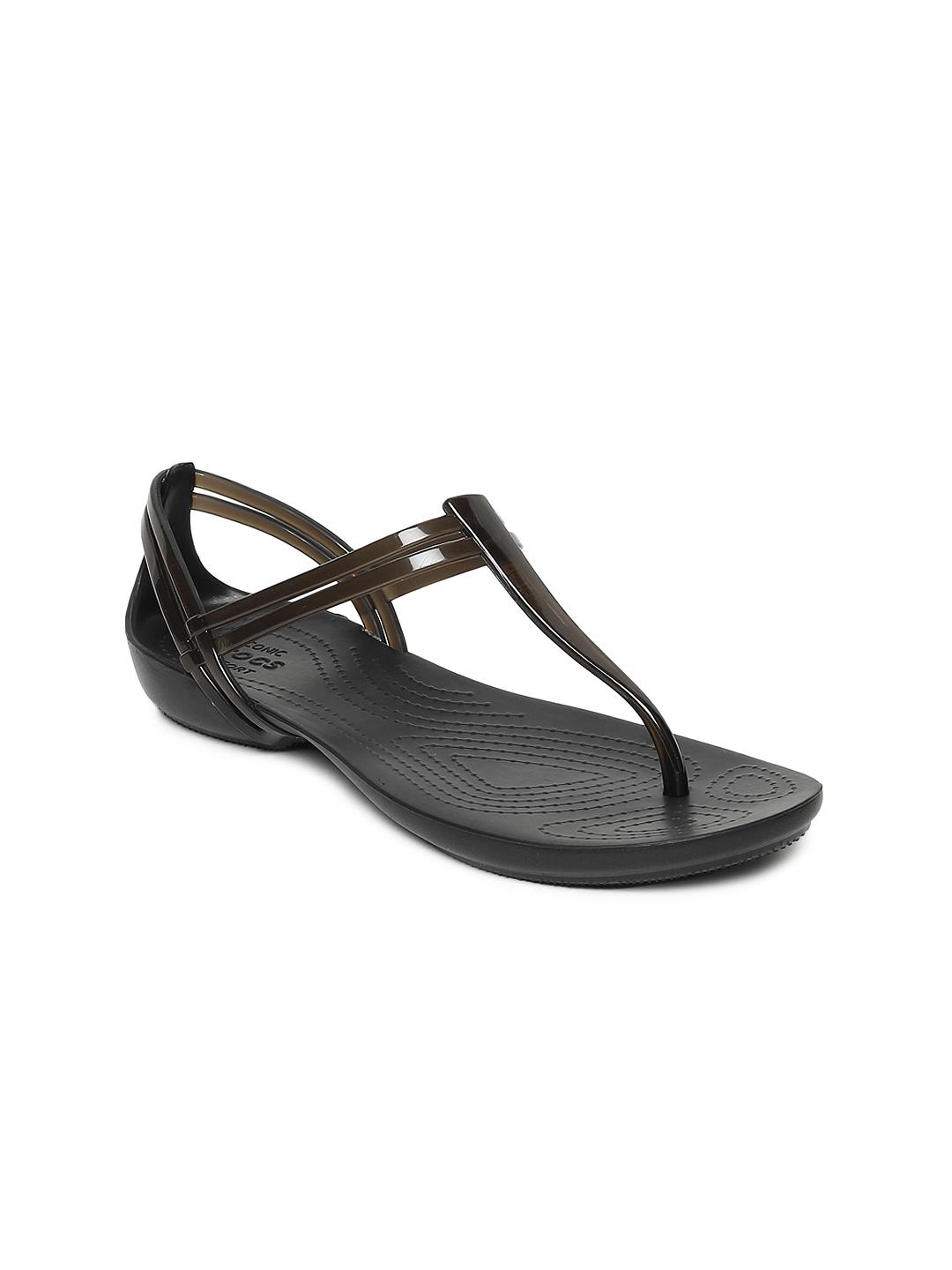 Buy Crocs Women Black Solid T-Strap Flats Flats for Women