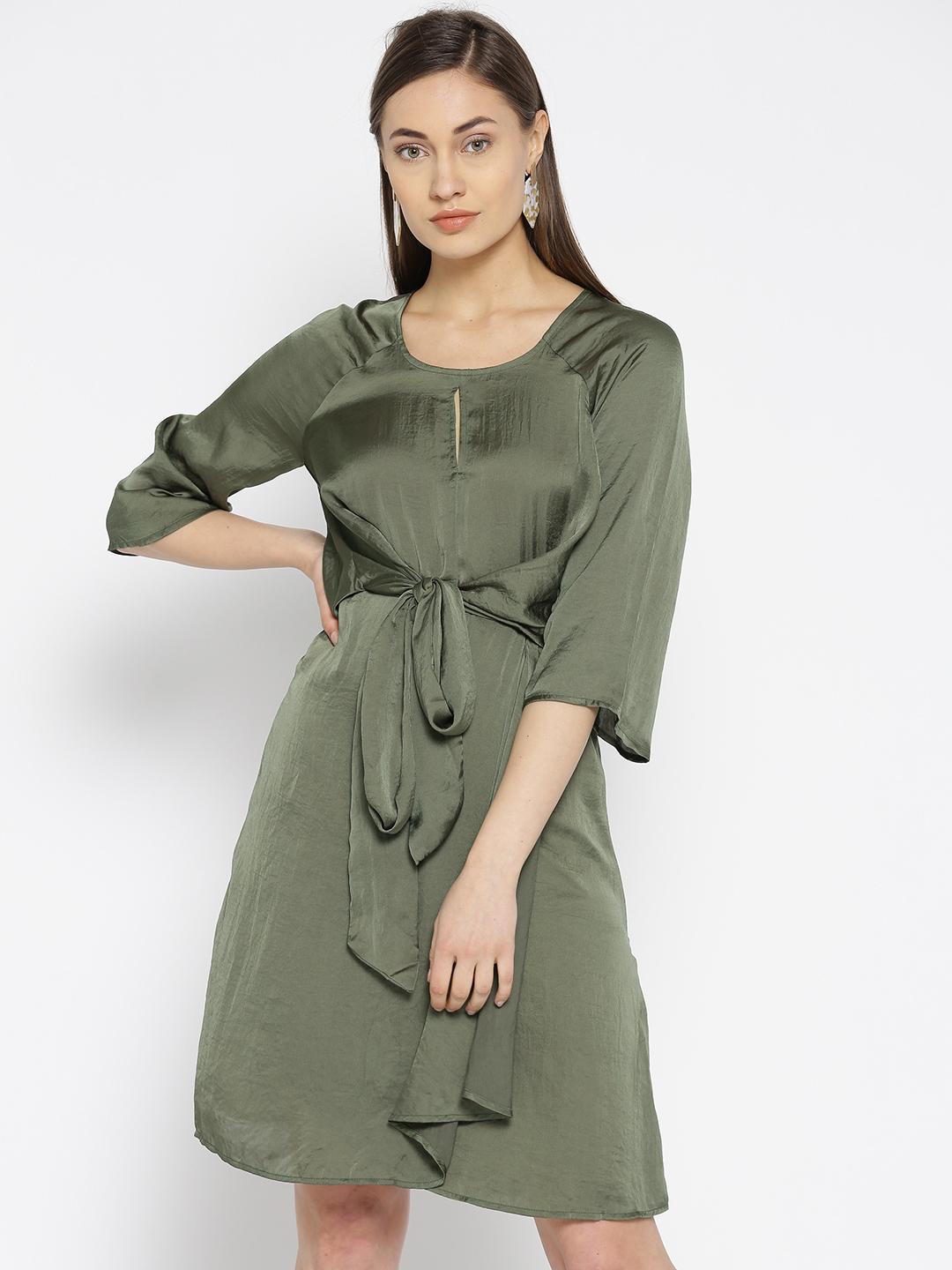 Buy Vero Moda Women Olive Green Solid Wrap Dress - Dresses for Women  6555352 | Myntra