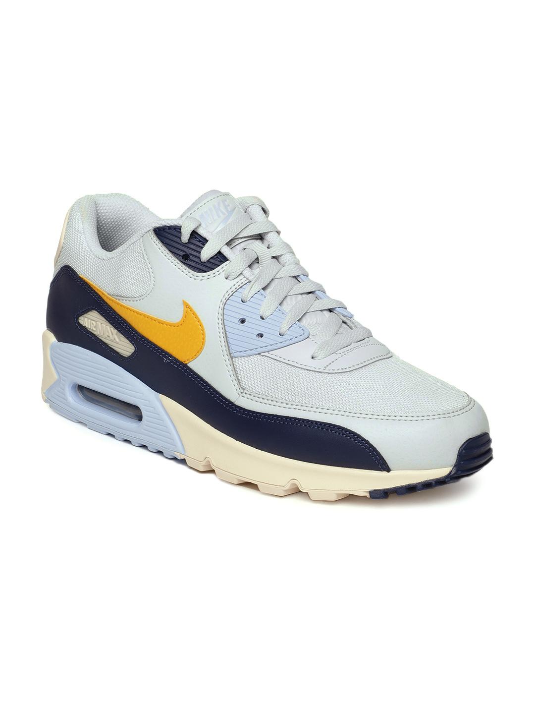 Buy Nike Men Grey Yellow Air Max '90 Essential Casual Shoes