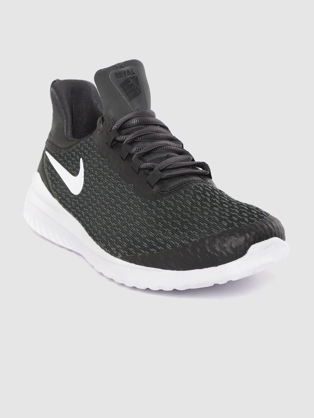 Buy Nike Men Black Grey Woven Design Renew Rival Running Shoes