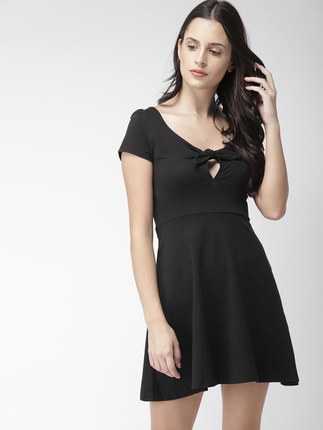 Buy FOREVER 21 Women Black Solid Fit and Flare Dress - Dresses for Women  6932198 | Myntra