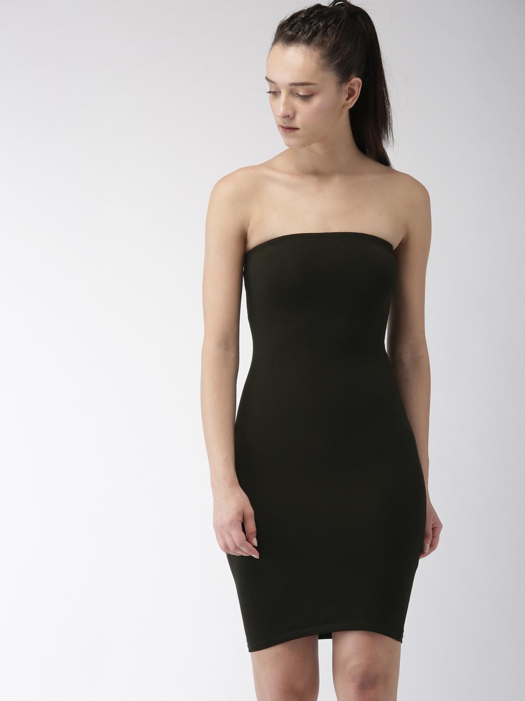 Buy FOREVER 21 Women Black Solid Strapless Dress Dresses for