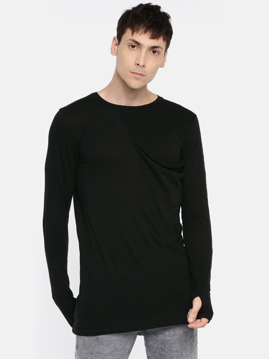 Buy SKULT by Shahid Kapoor Men Black T-shirt with Thumb-Hole