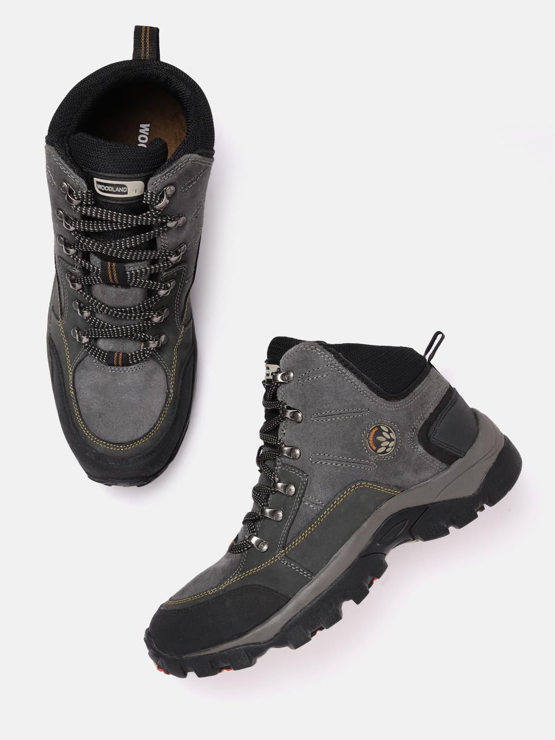 Buy Woodland Men Nubuck Leather Mid-Top Trekking Shoes Sports