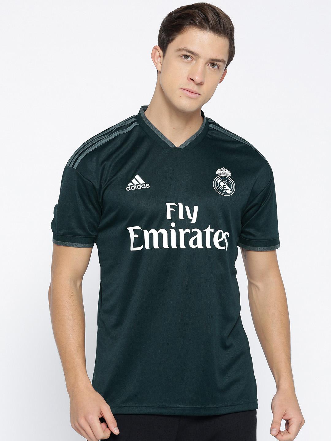 Buy ADIDAS Men Teal Green Printed Real Madrid Away Football Jersey