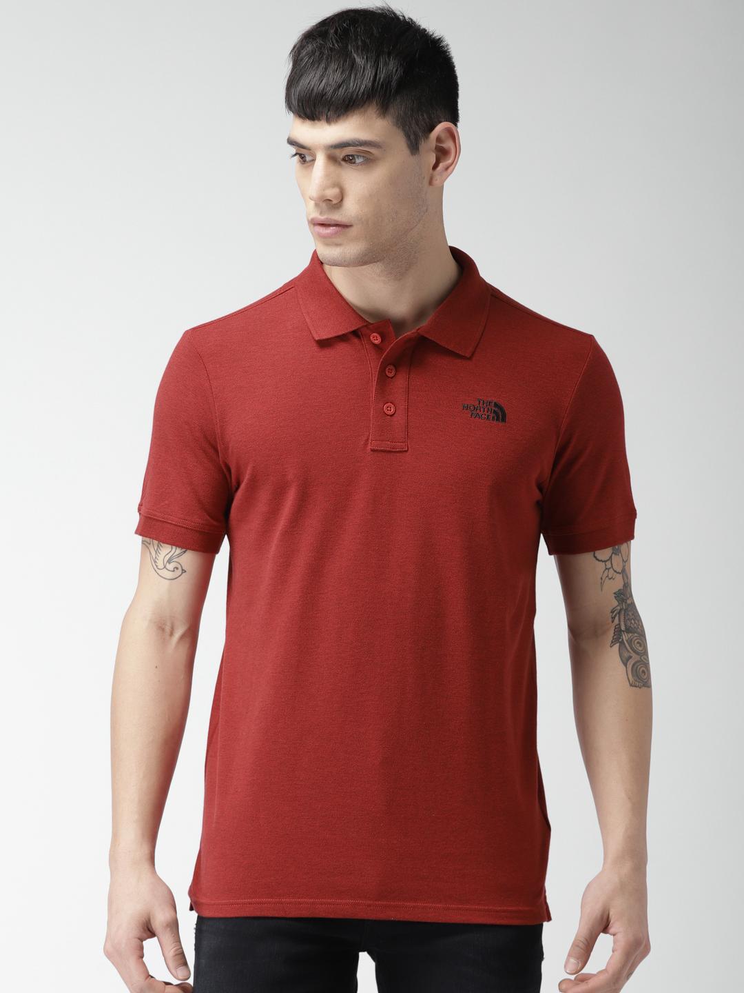 Buy The North Face Men Red Solid M S/S LOGO POLO T-Shirt Tshirts