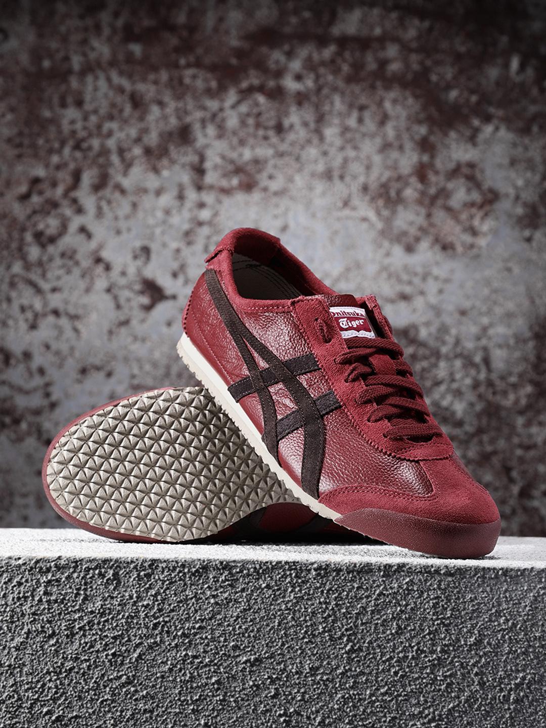 Buy Onitsuka Tiger Unisex Mexico 66 VN Maroon Leather Sneakers