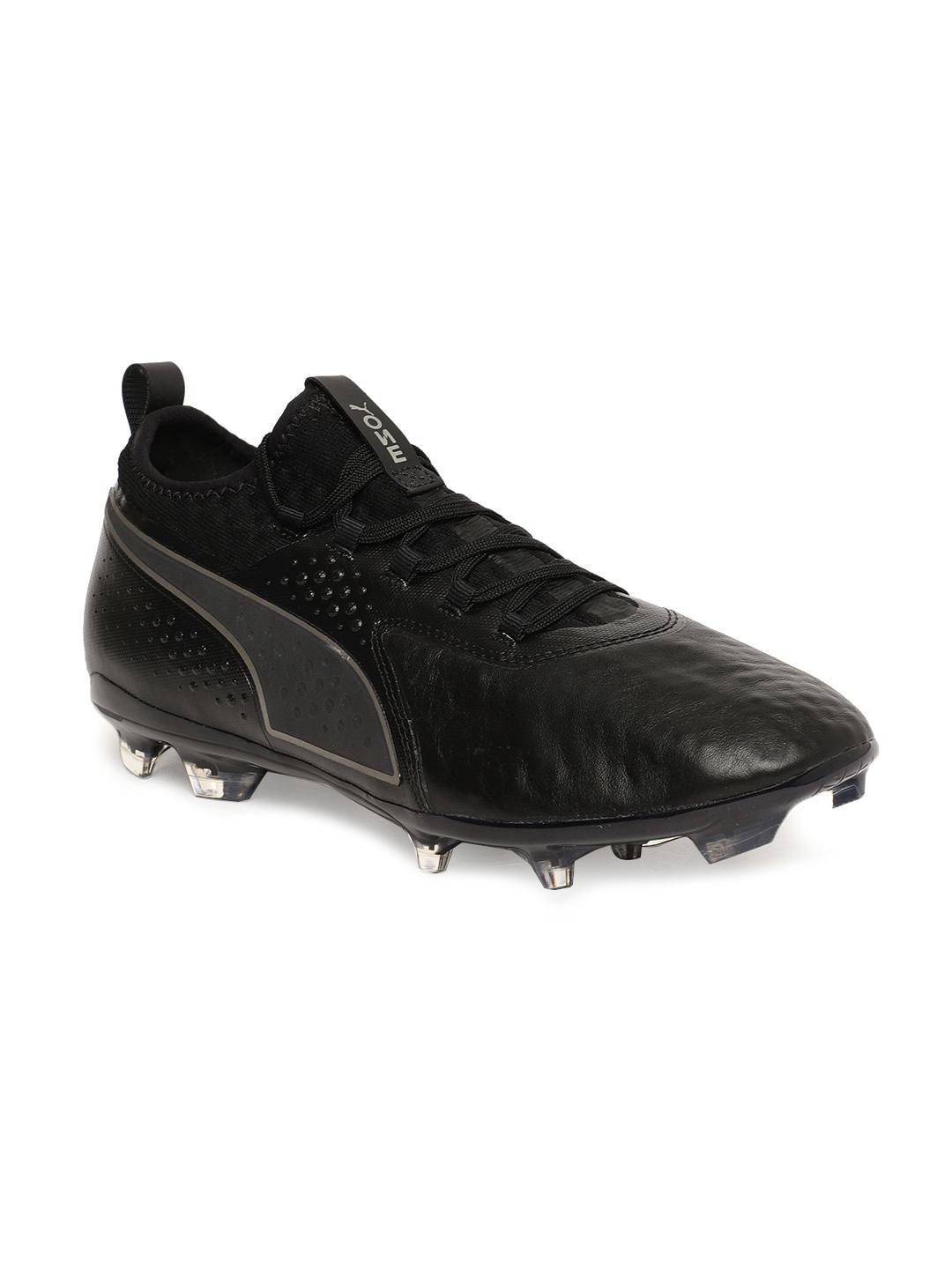 Buy Puma Men Black Solid ONE Lth FG Leather Football Shoes