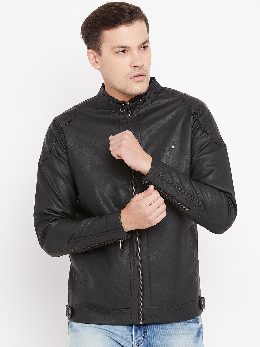 Buy Peter England Men Black Solid Biker Jacket - Jackets for Men