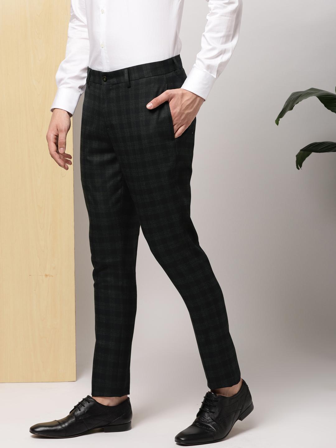 Black Checkered Formal Pants Buy INVICTUS Men Black Slim Fit