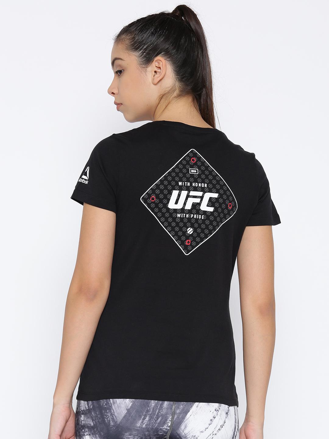 Buy Reebok Women Black UFC Fight Gear Logo Combat Pure Cotton T