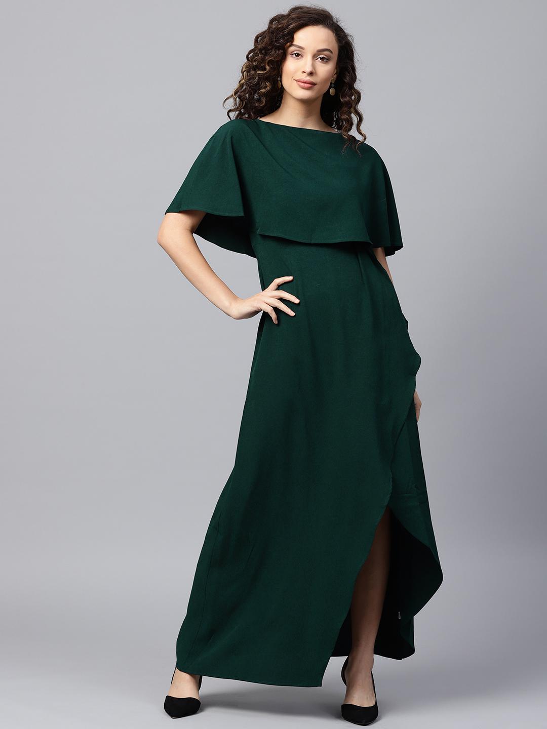 Buy FEMMELLA Women Green Solid Maxi Dress - Dresses for Women 7263406 |  Myntra