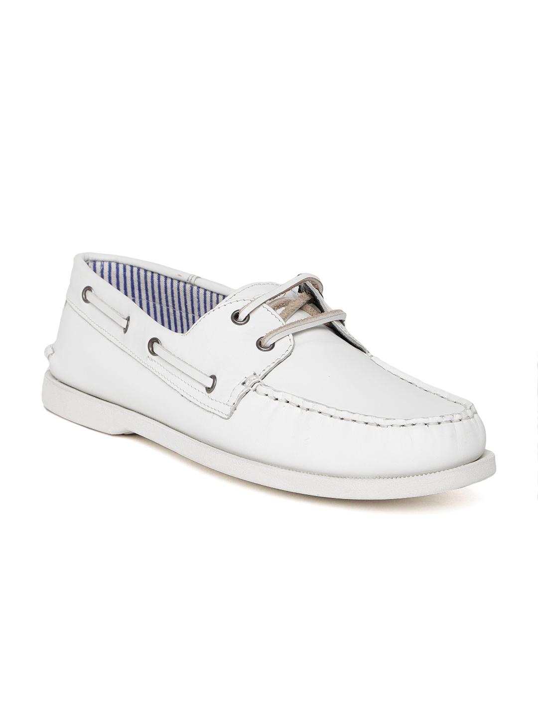Buy United Colors of Benetton Men White Leather Boat Shoes