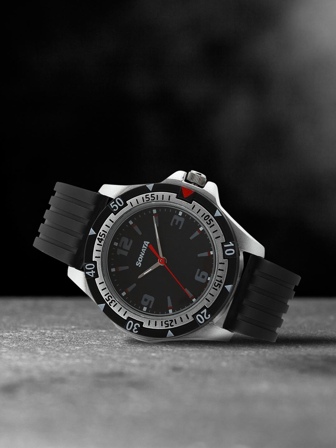 Sonata Sf Quartz Analog Black Dial Men's Watch - Nt7930pp02 - Image 1