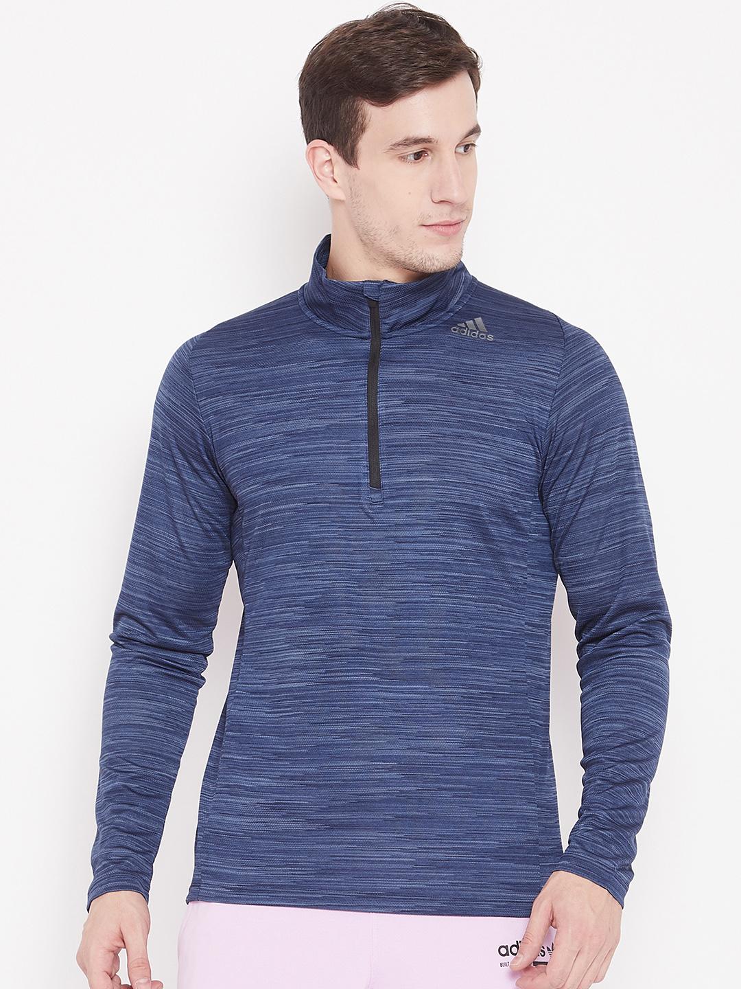 Buy ADIDAS Men Navy Blue Ultimate Tech 1/4 Zip Printed Training T