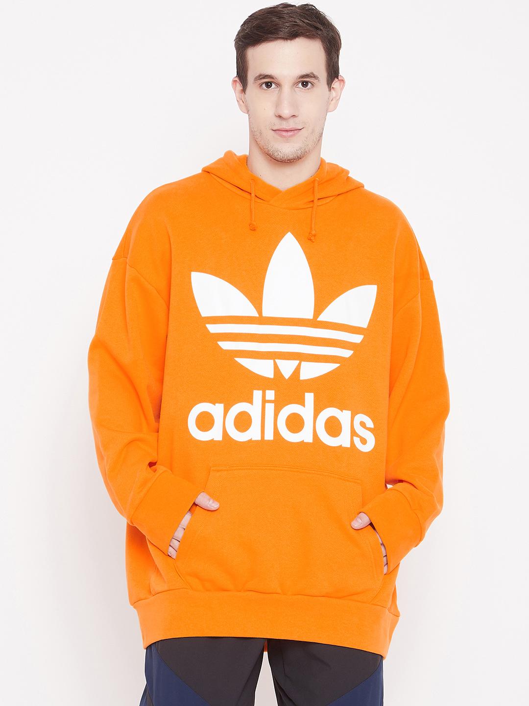 Buy ADIDAS Originals Men Orange White Oversize Trefoil Hooded