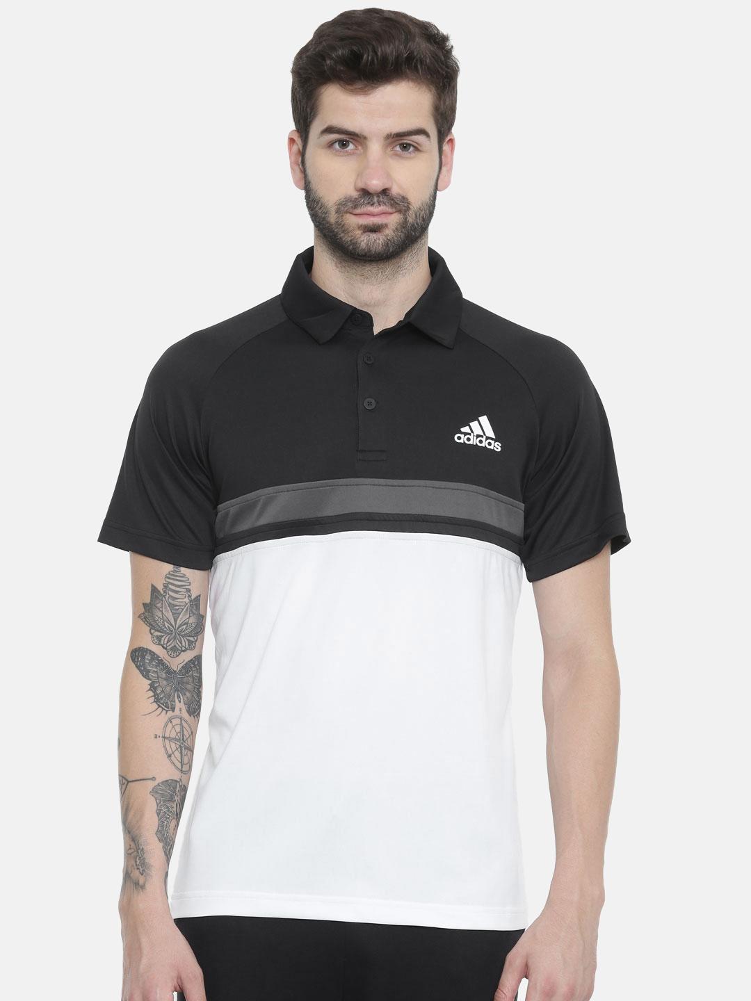 Buy ADIDAS Black & White Club Colourblocked Tennis Polo T-shirt