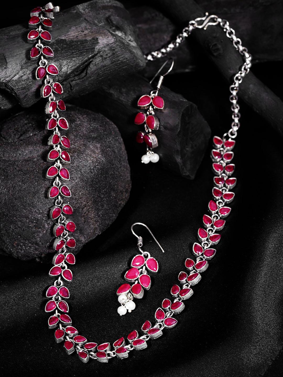 Buy Zobby Pink Oxidised Silver-Plated German Silver Handcrafted