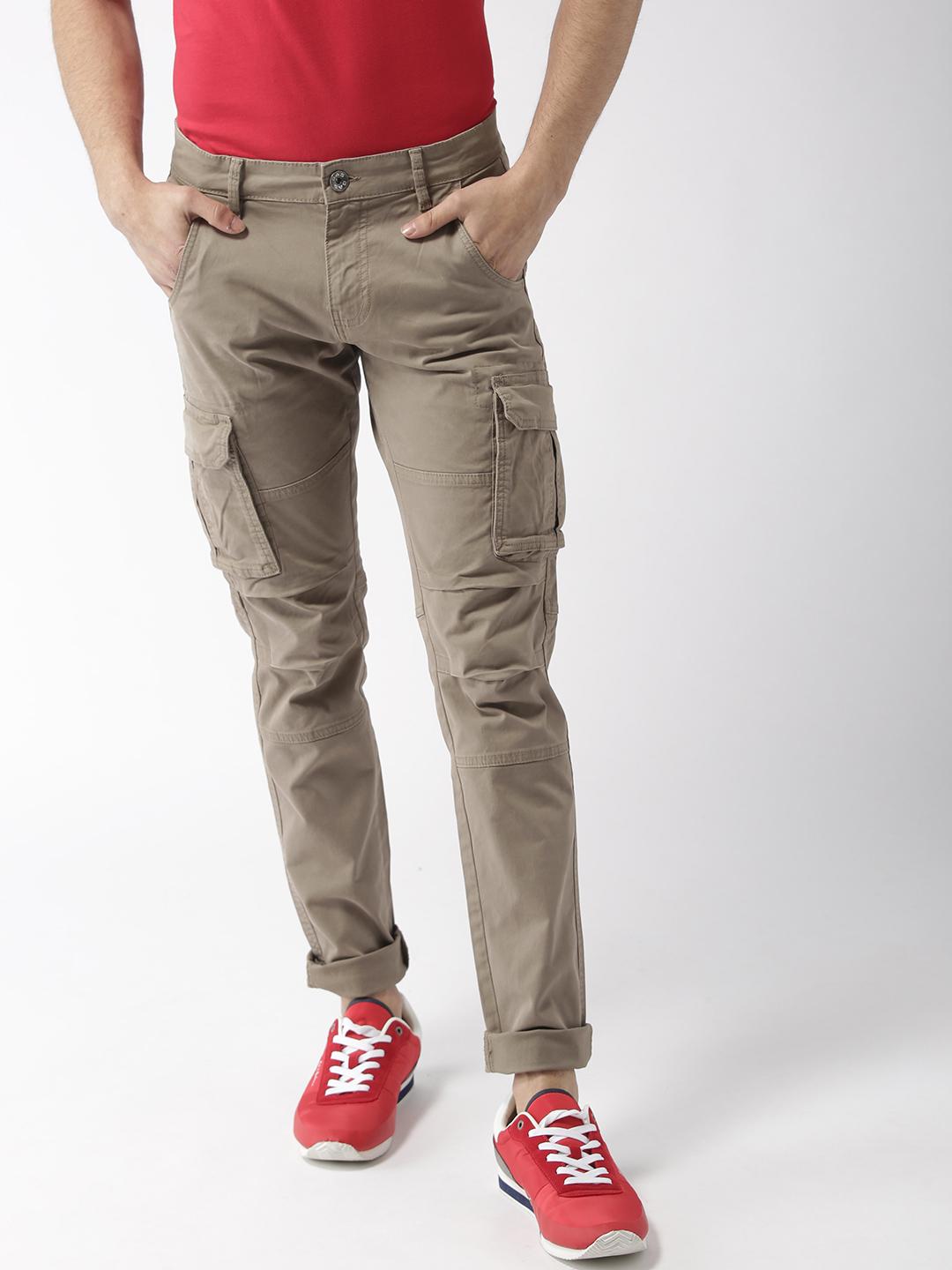 Buy GAS Men Grey Skinny Fit Solid Cargo Trousers for Men 7484742