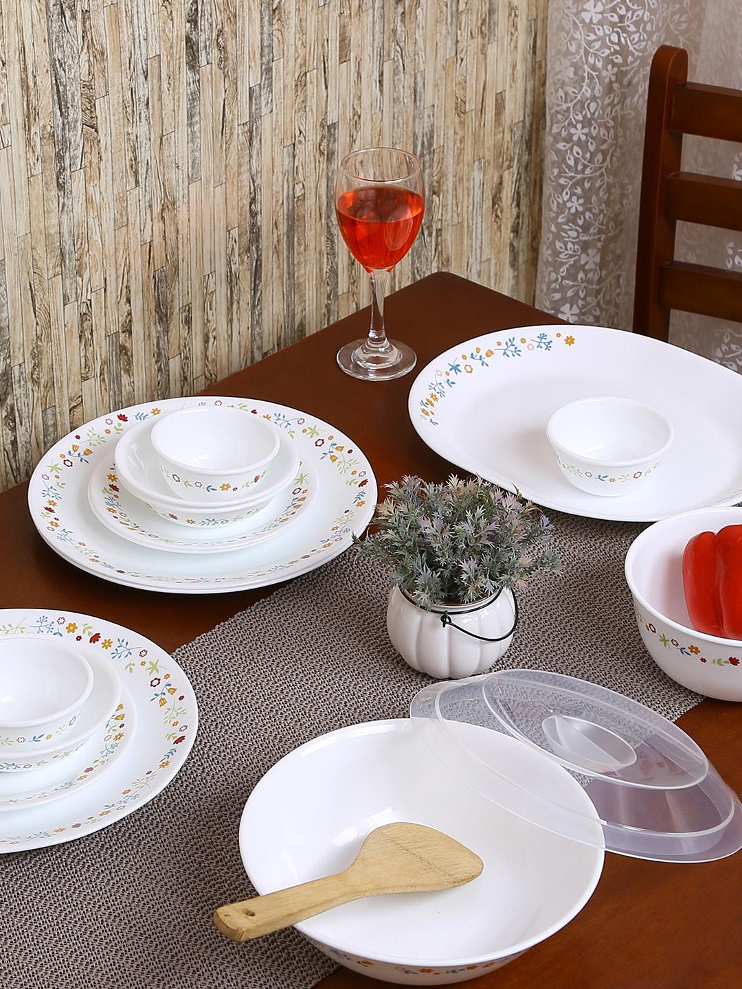 Buy Corelle White Set Of 30 Printed Dinner Set Dinner Set for