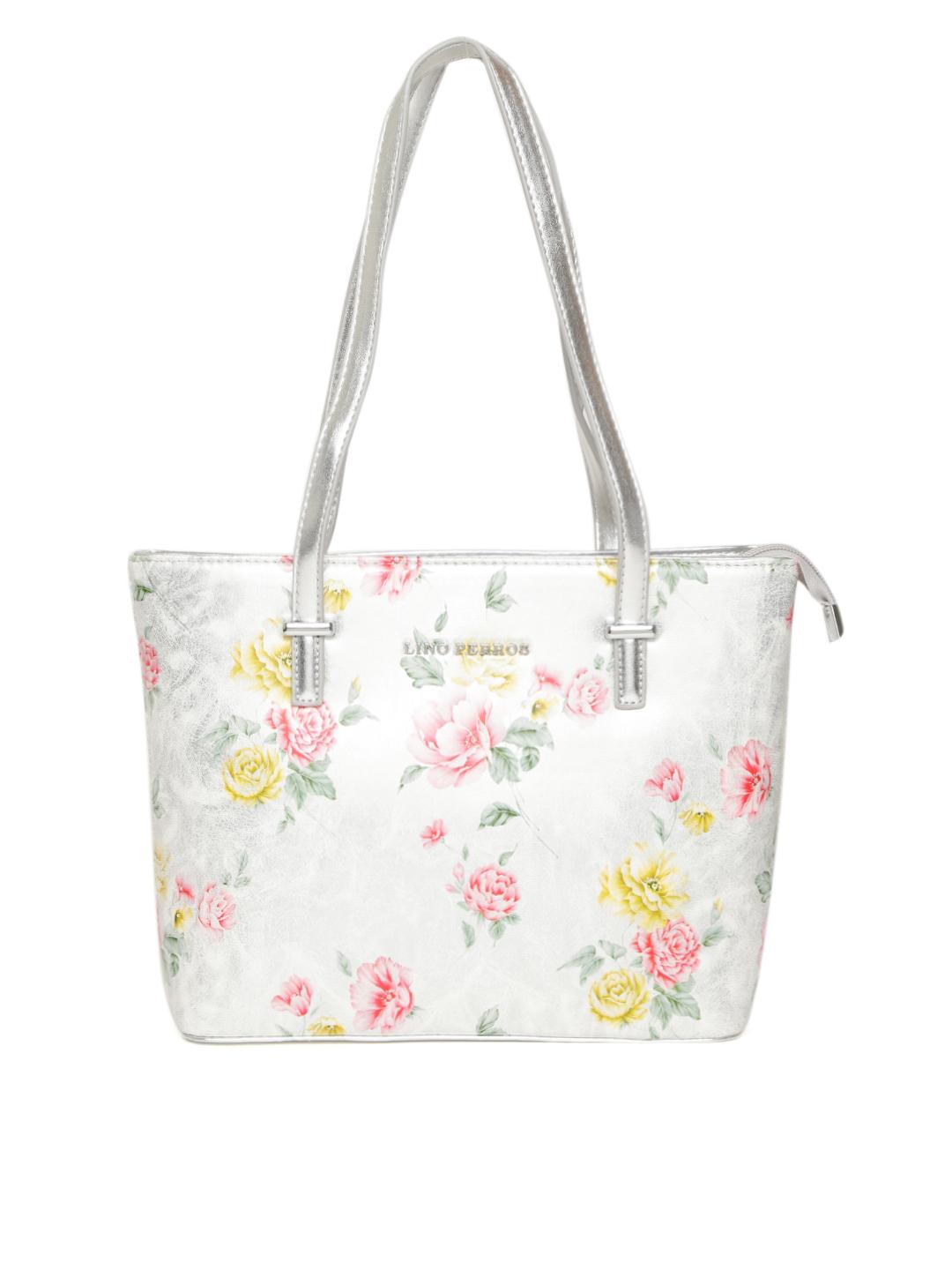 Buy Lino Perros Silver-Toned Pink Floral Print Shoulder Bag