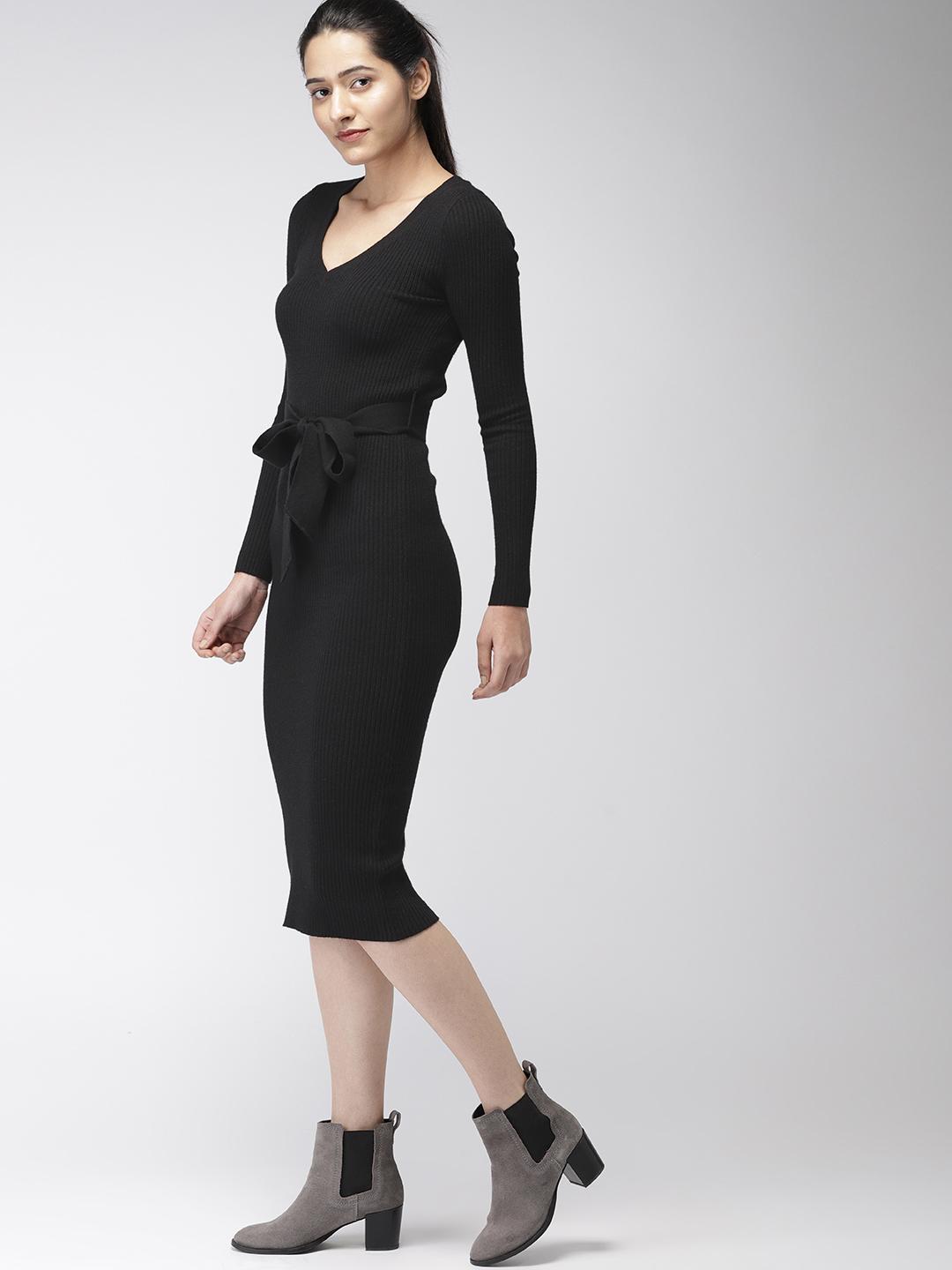 Buy FOREVER 21 Black Solid Knee Length Sweater Dress - Dresses for Women 7759968 | Myntra Buy FOREVER 21 Black Solid Knee Length Sweater Dress - Dresses for Women 7759968 | Myntra
