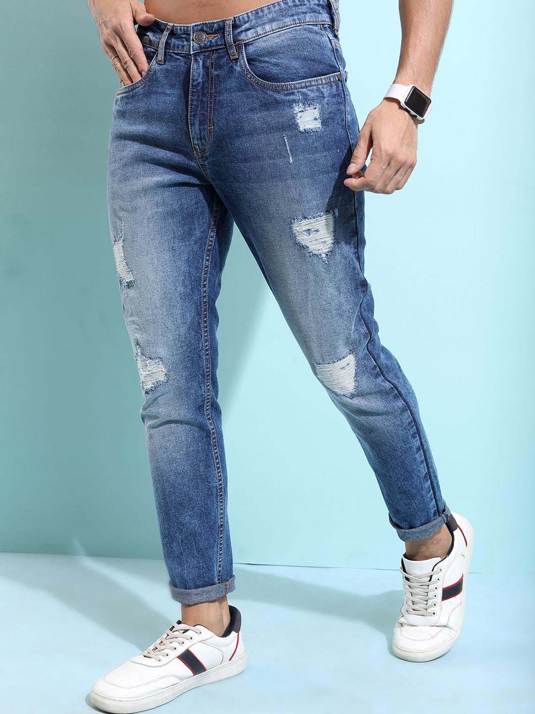 HIGHLANDER Highlander Ankle Length Highly Distressed Stretchable Denim Jeans