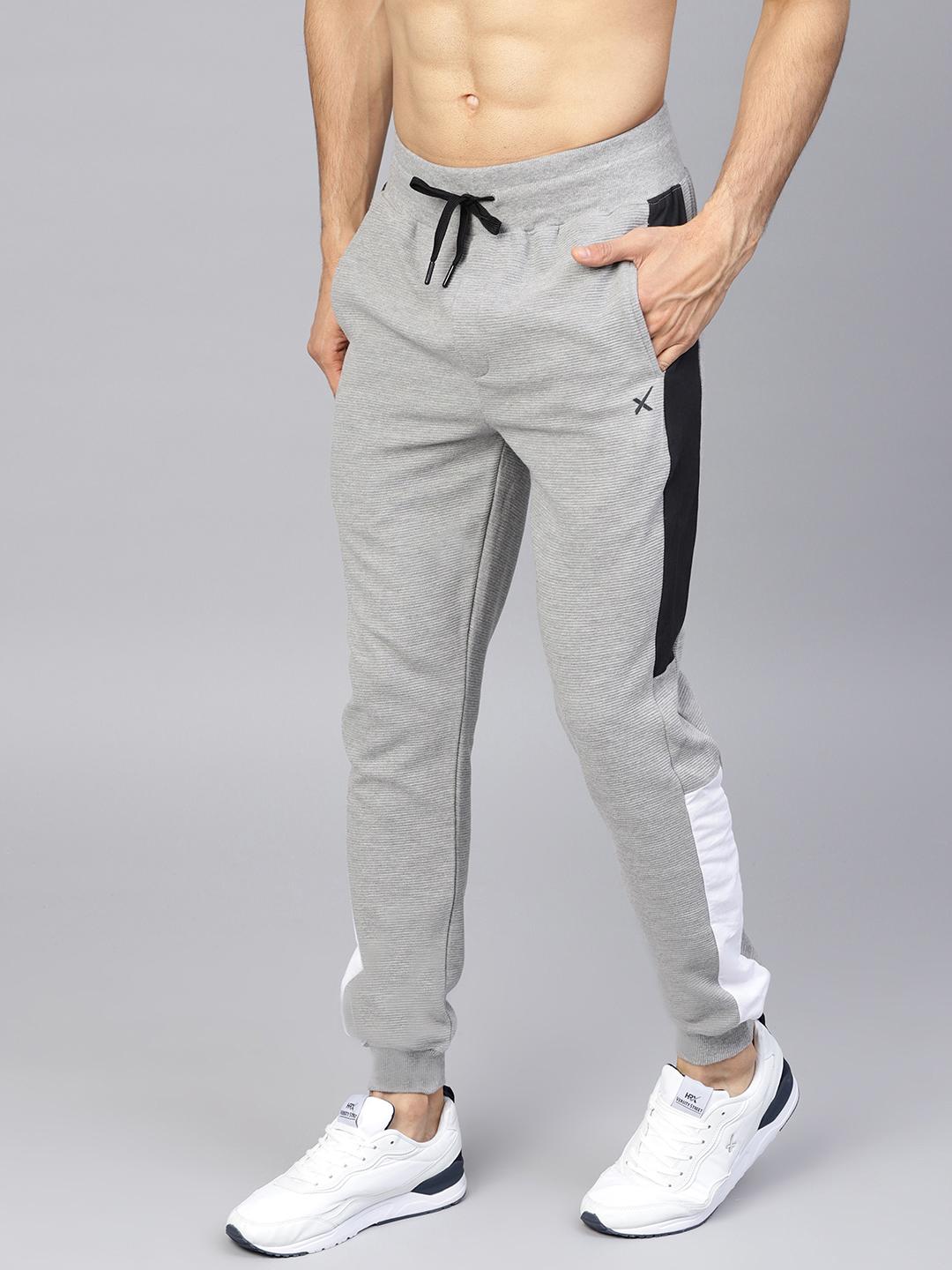 HRX by Hrithik Roshan Men Grey Melange Slim Fit Ottoman Joggers - Image 1