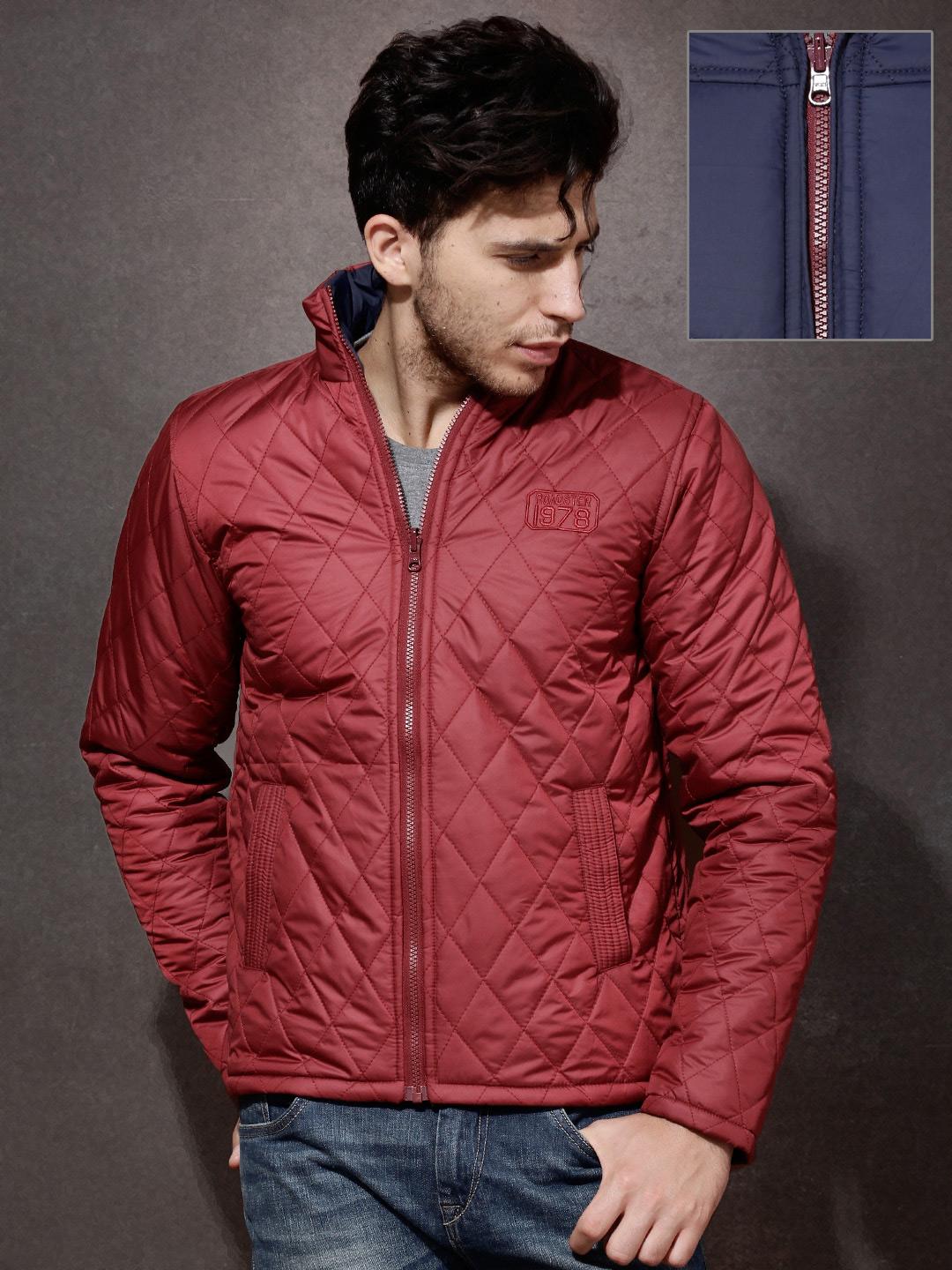 Buy Roadster Maroon & Navy Reversible Quilted Jacket - Jackets for