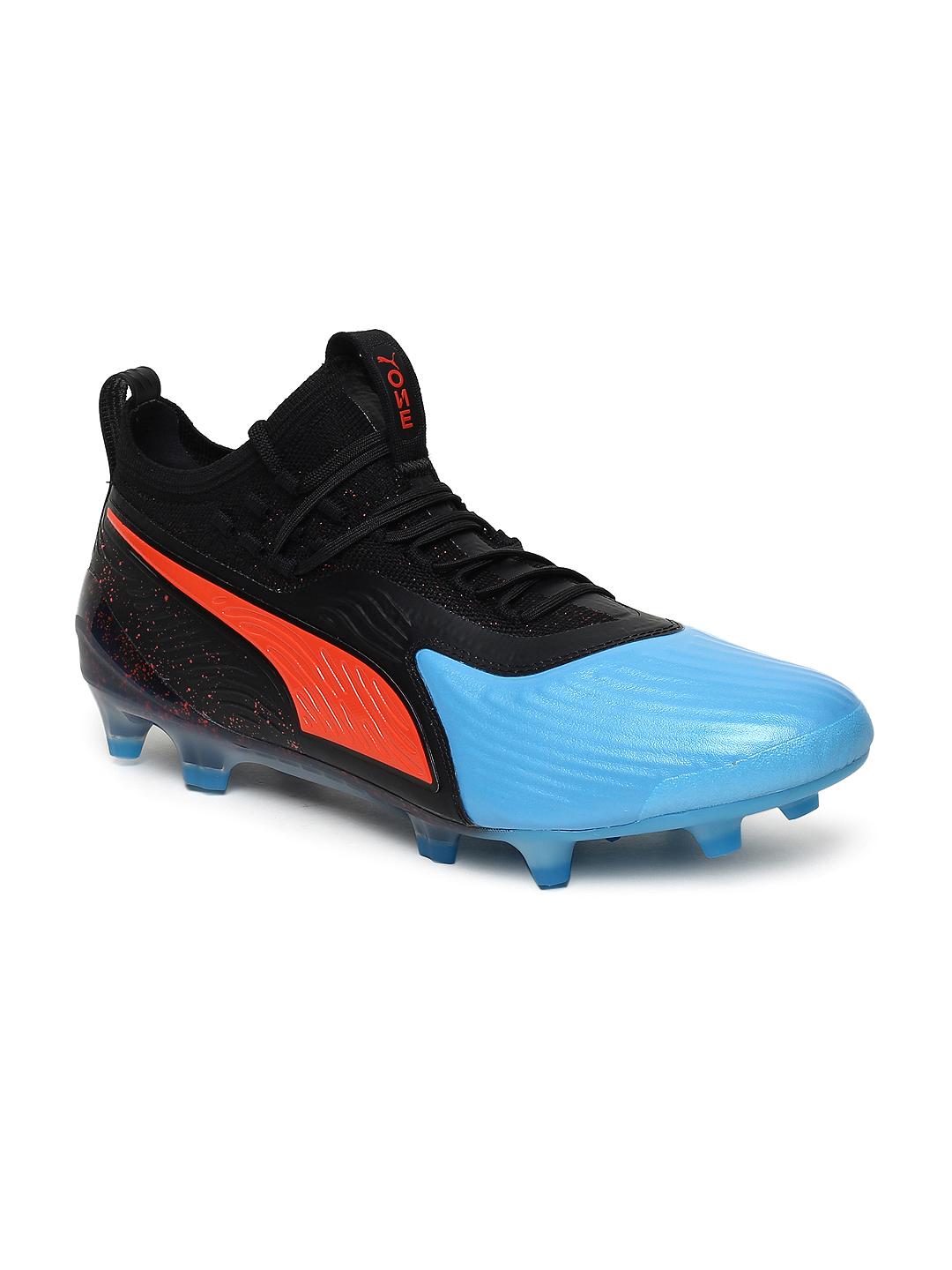 Buy Puma Men Black & Blue ONE 19.1 FG/AG Leather Football Shoes