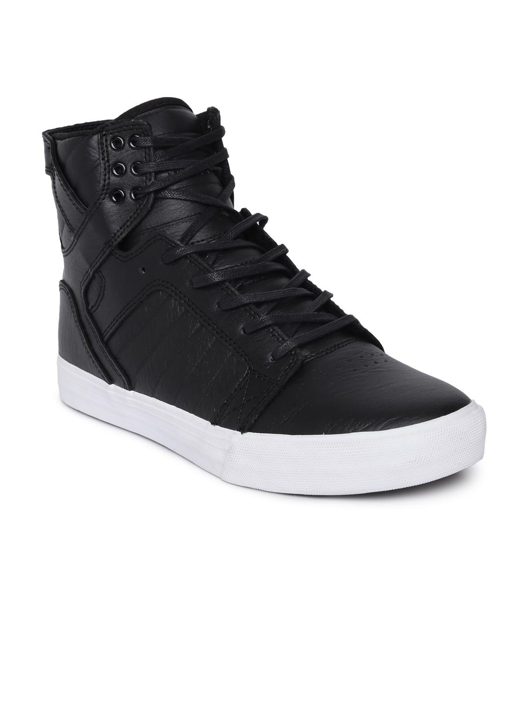 Supra Men Black Solid SKYTOP Leather Sneakers
