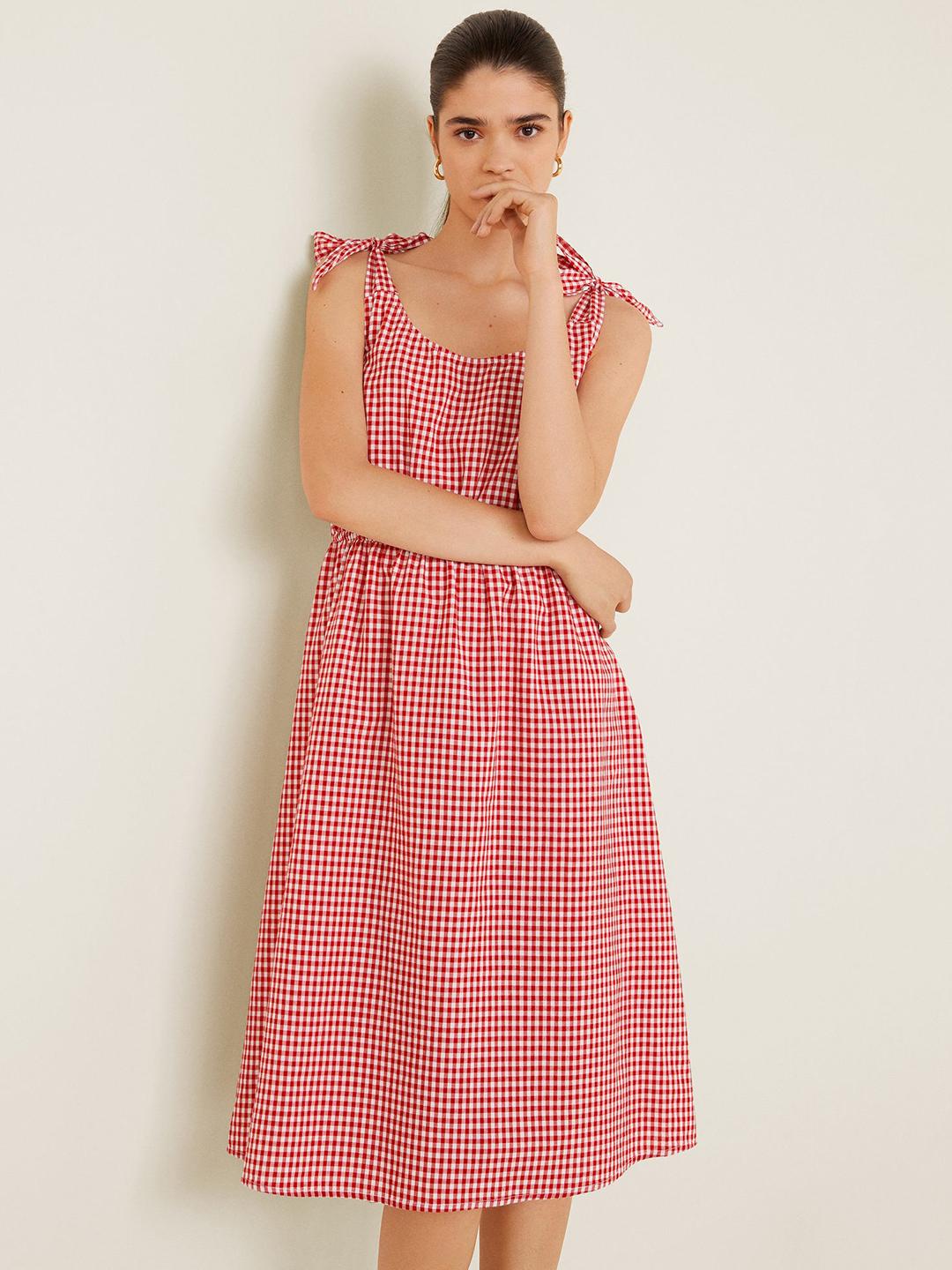 Buy MANGO Women Red & White Checked A-Line Dress - Dresses for Women  8676417 | Myntra