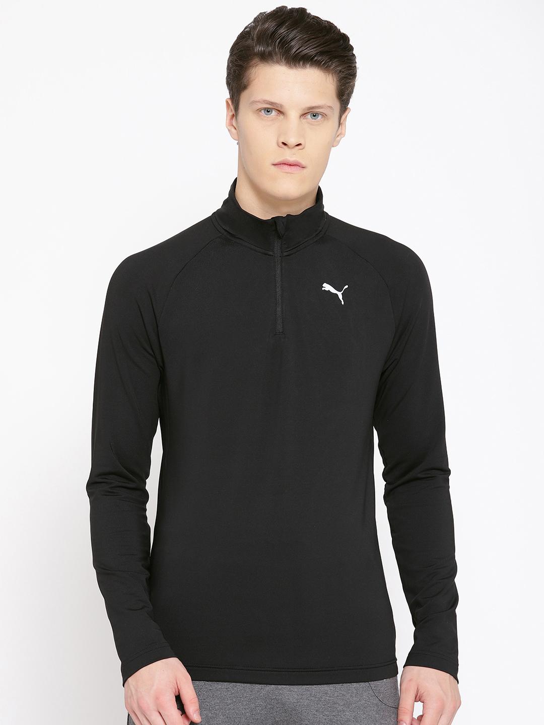 Buy Puma Men Black Virat Kohli Active Half Zip Solid T-Shirt